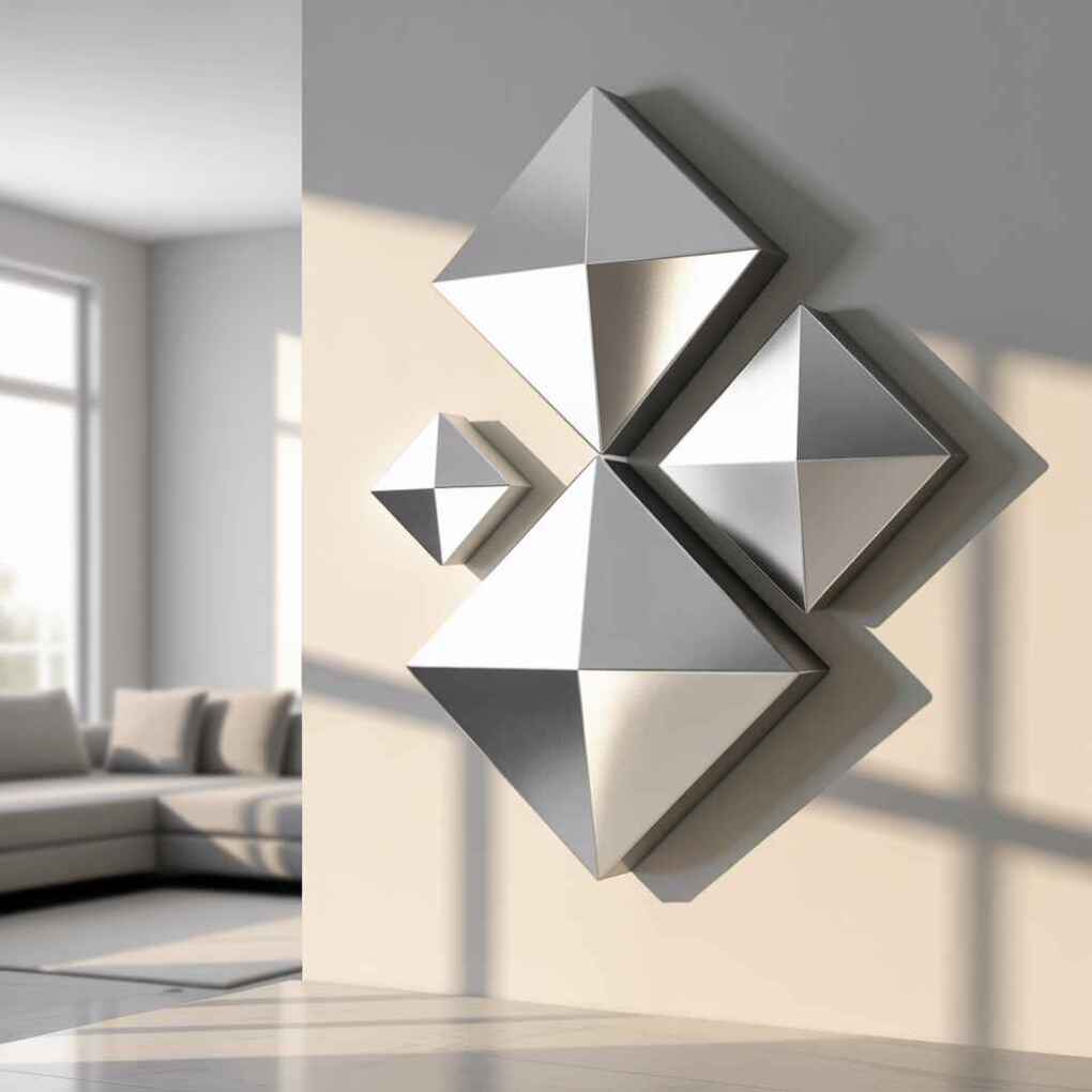 Geometric Silver Wall Sculptures