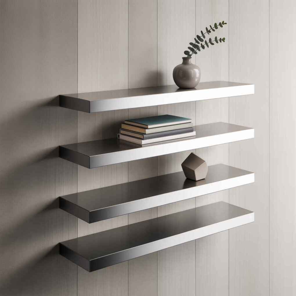 Floating Silver Shelves