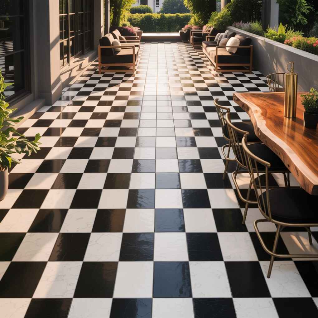 Black-and-White Checkerboard Tile