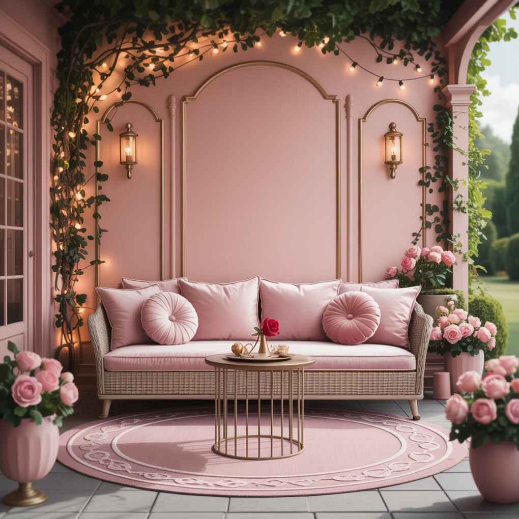 Blush Pink Accent Wall with Gold Accents