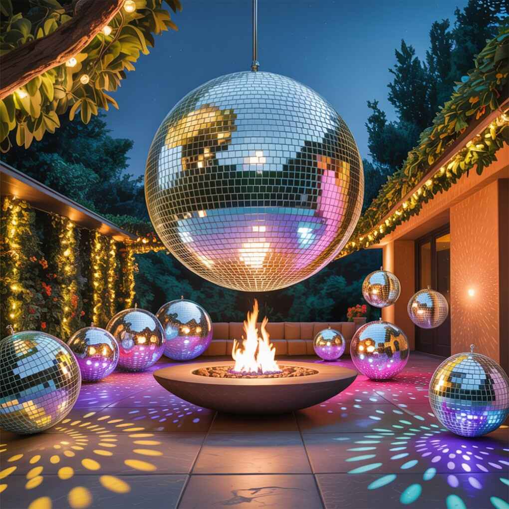 Disco Ball Fire Pit Surround Outdoor Glow Zone