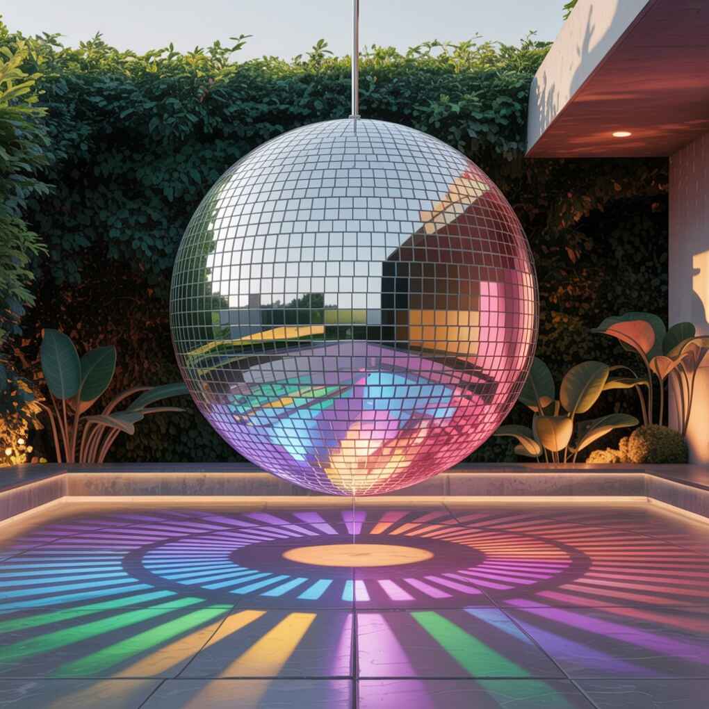 Floating Disco Ball Installation Modern Art Meets Retro Flair