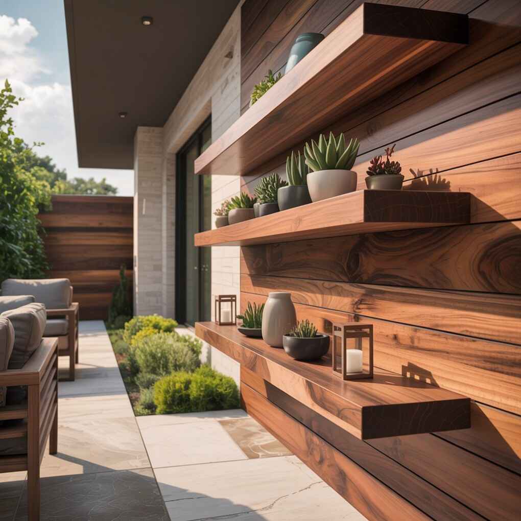 Floating Shelves with Wood Accent