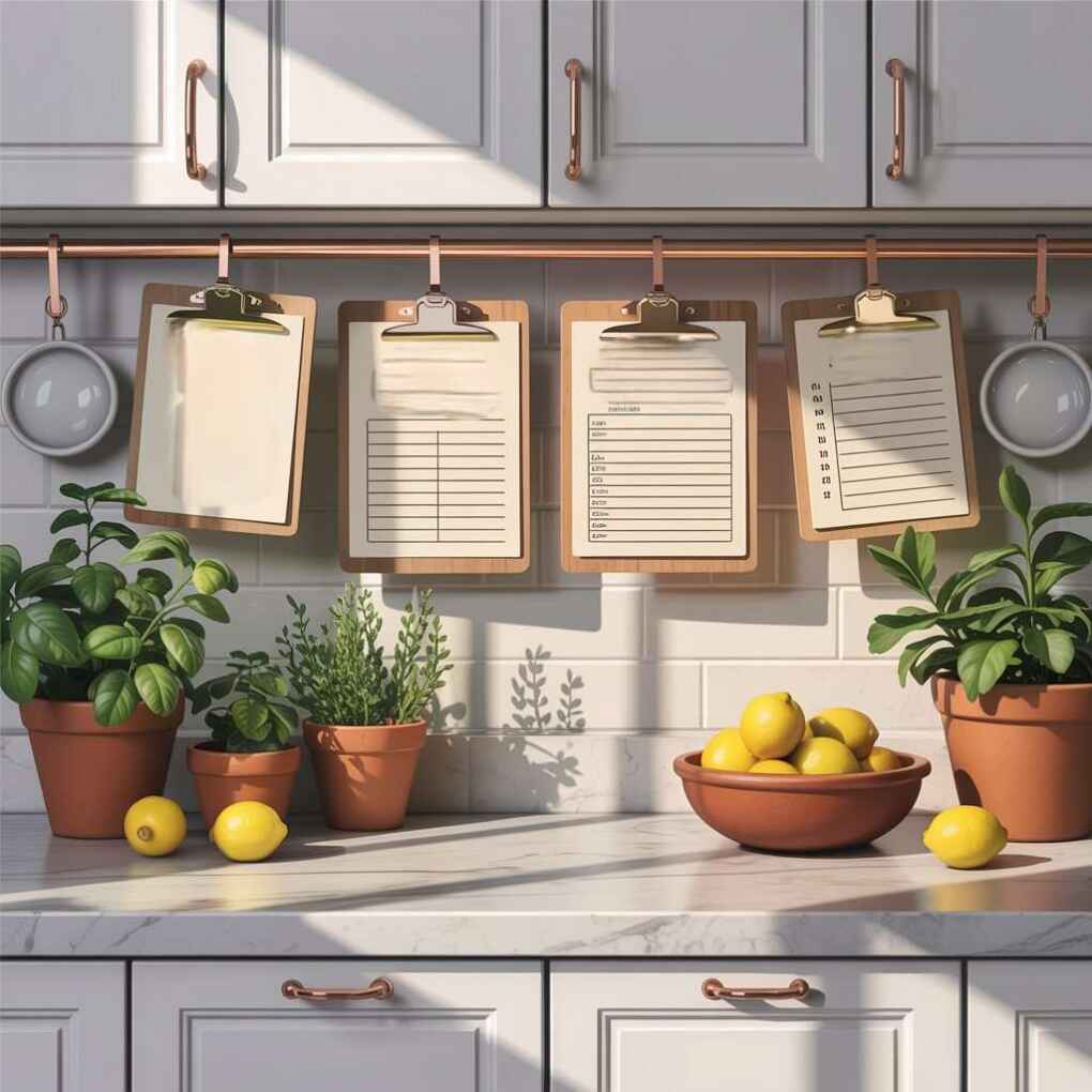 Framed Recipe Cards in Clipboards