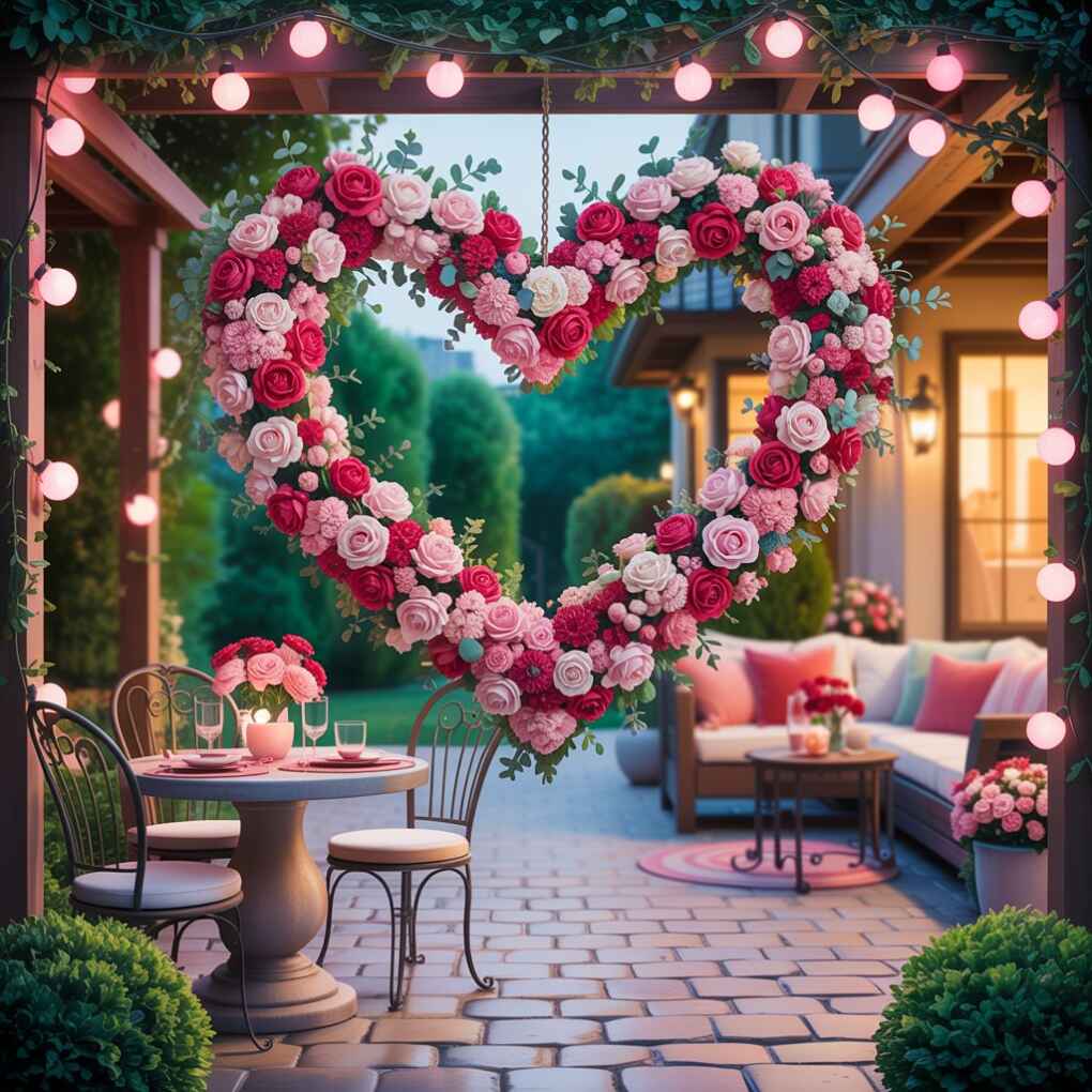 Hanging Floral Heart Installation