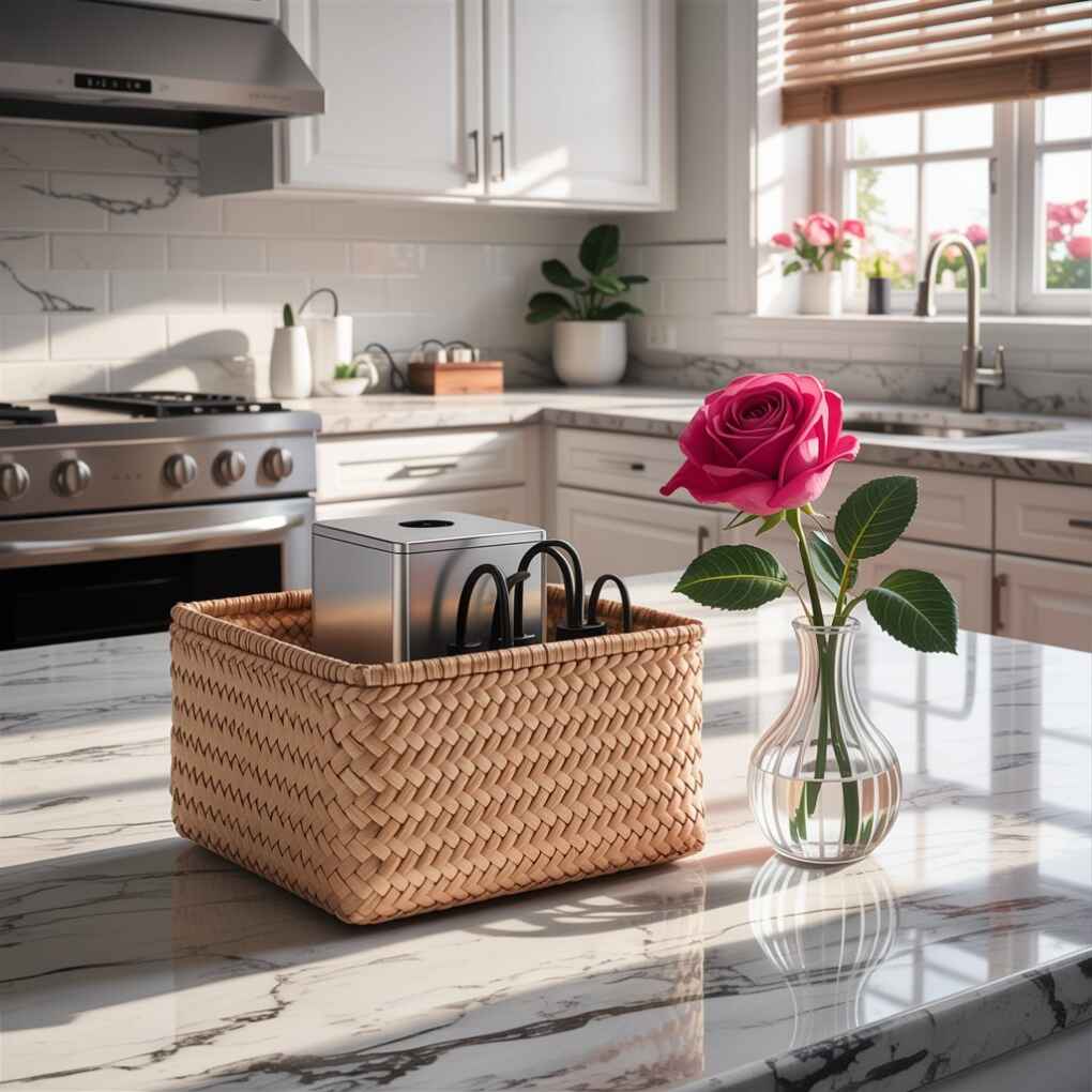 Integrated Charging Station with Floral Accent