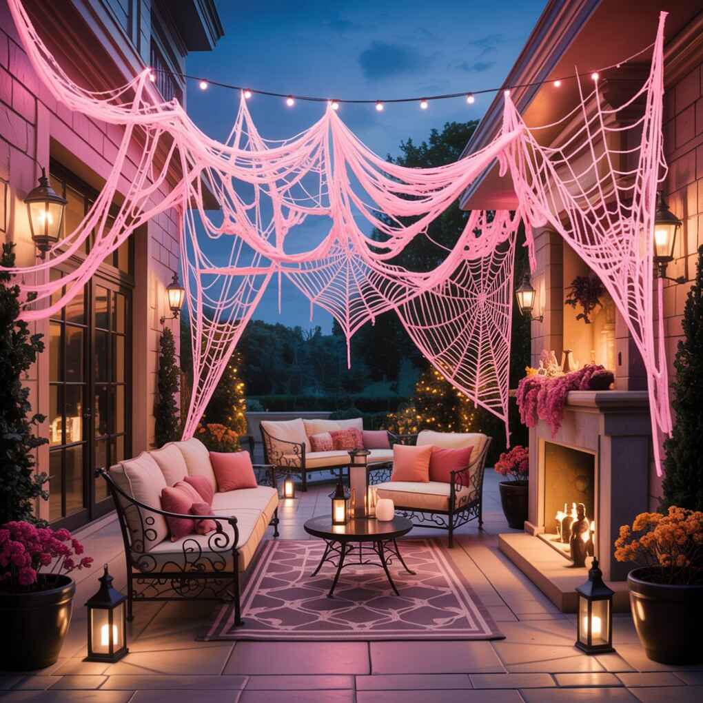 Pink Spider Webs Delicate and Dreamy