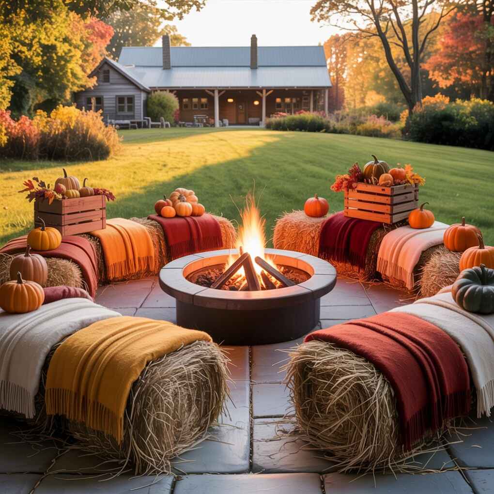 Rustic Hay Bale Seating