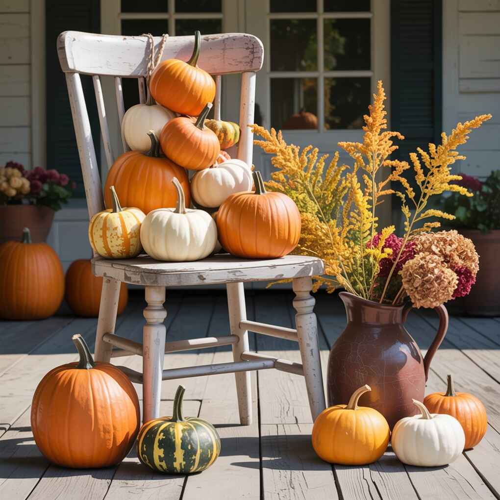 Vintage Chair Pumpkin Display