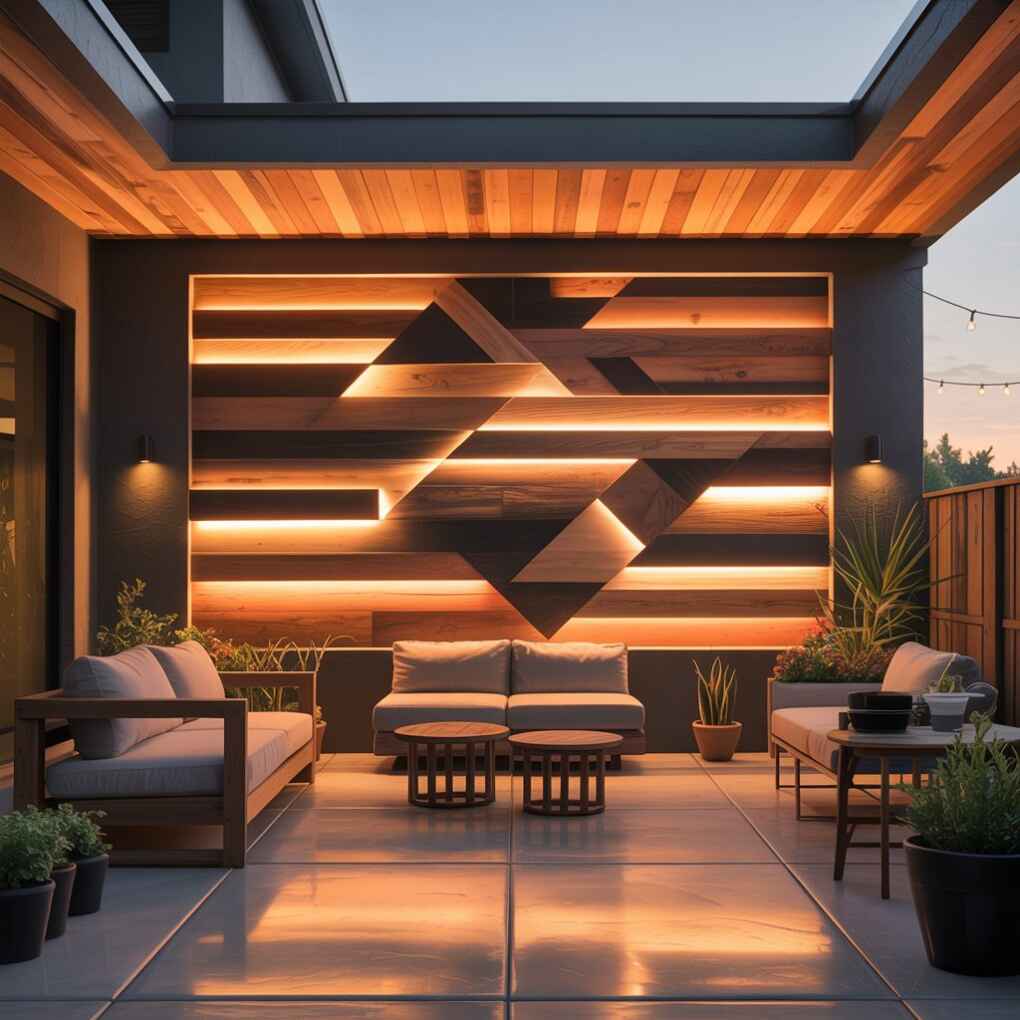 Wood Wall Art with Integrated Lighting