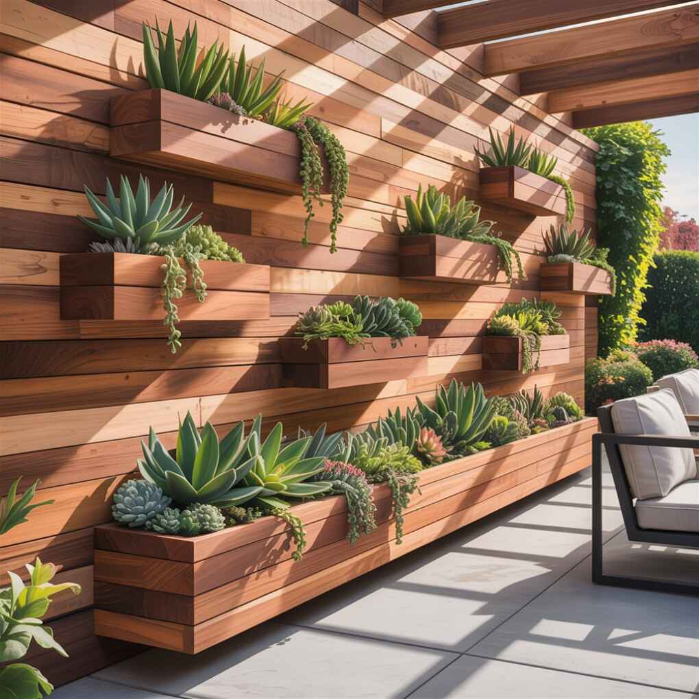 Wood Wall with Integrated Planters