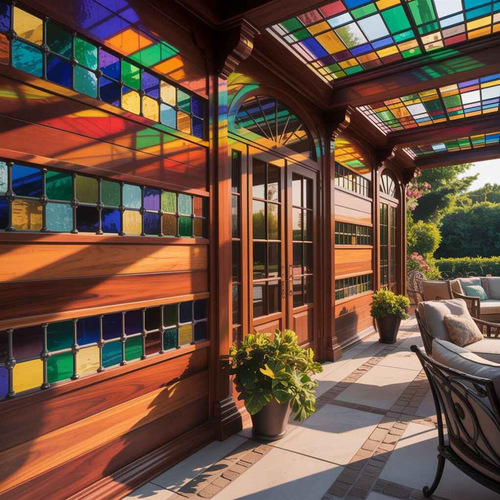 Wood Wall with Stained Glass Elements
