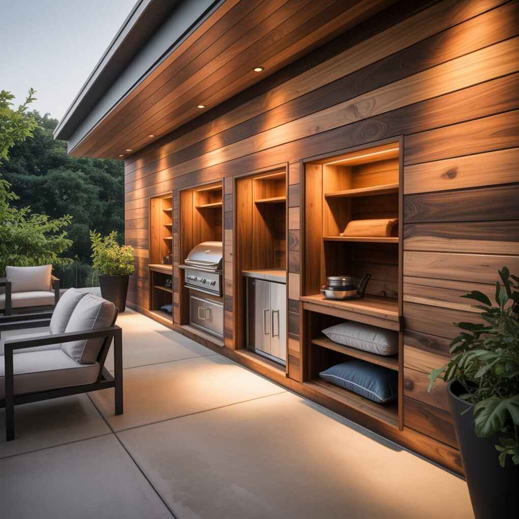Wood Wall with Hidden Storage