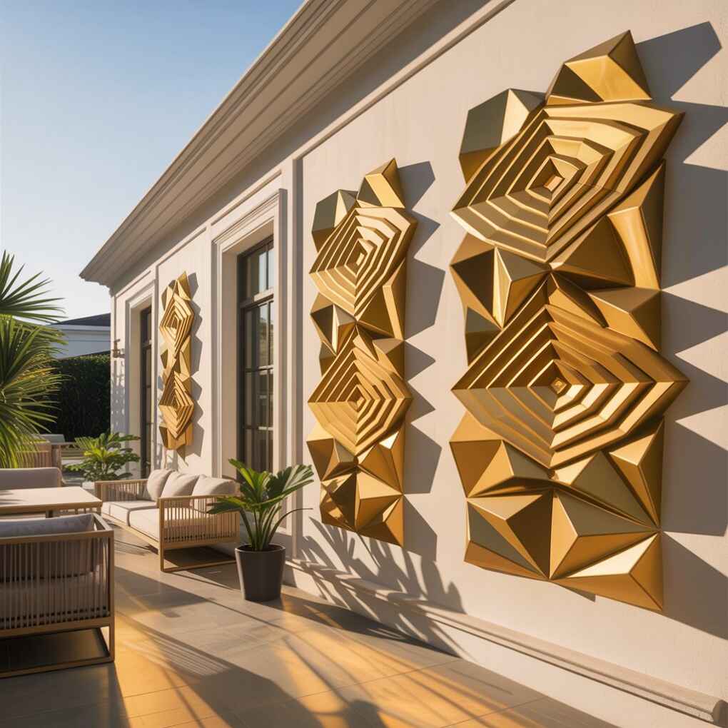 Gold Geometric Wall Installations