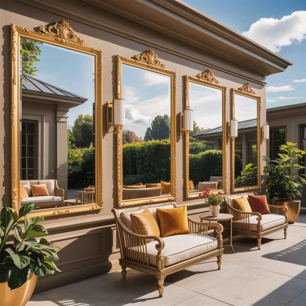 Gold-Trimmed Mirrored Wall Panels